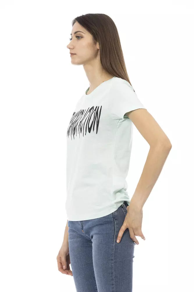 Light Blue Cotton Women T-Shirt - ventzia