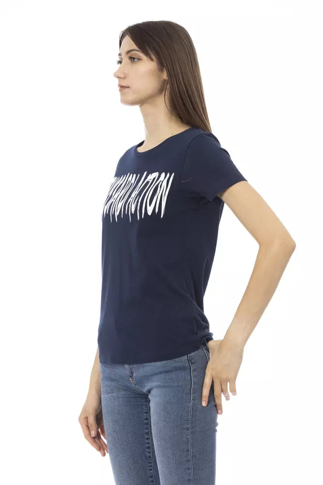 Blue Cotton Women T-Shirt - ventzia