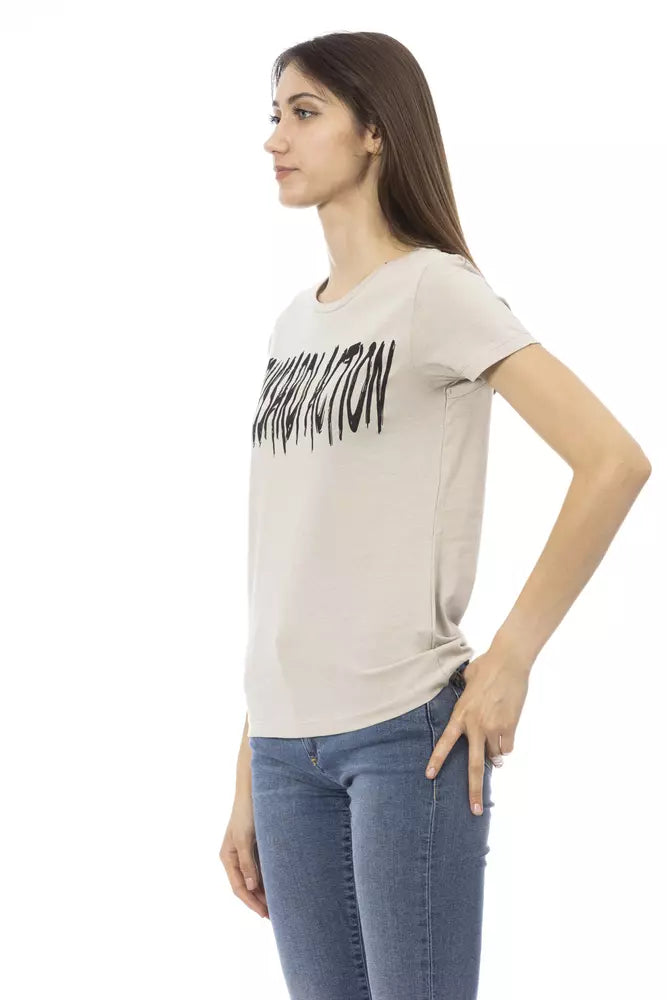 Beige Cotton Women T-Shirt - ventzia