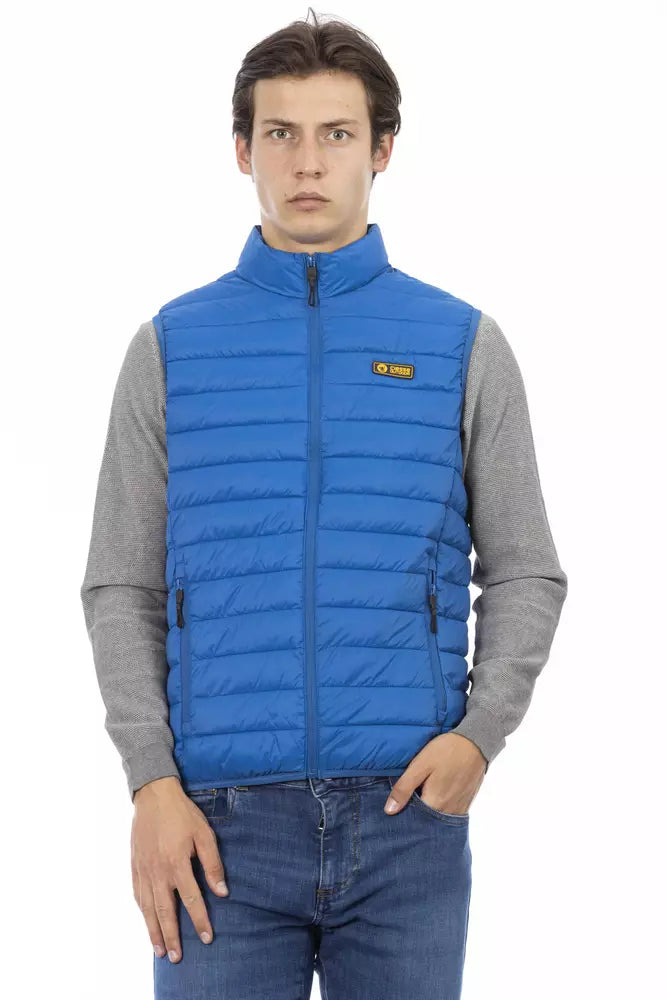 Blue Polyester Men's Sleeveless Jacket - ventzia