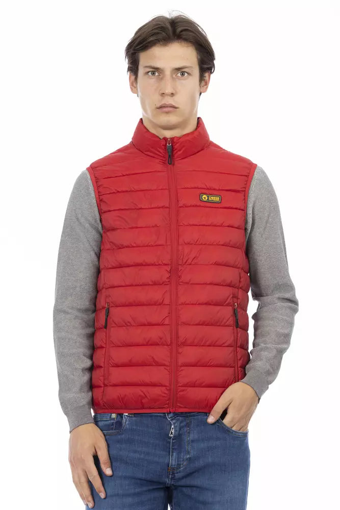 Red Polyester Men's Sleeveless Jacket - ventzia