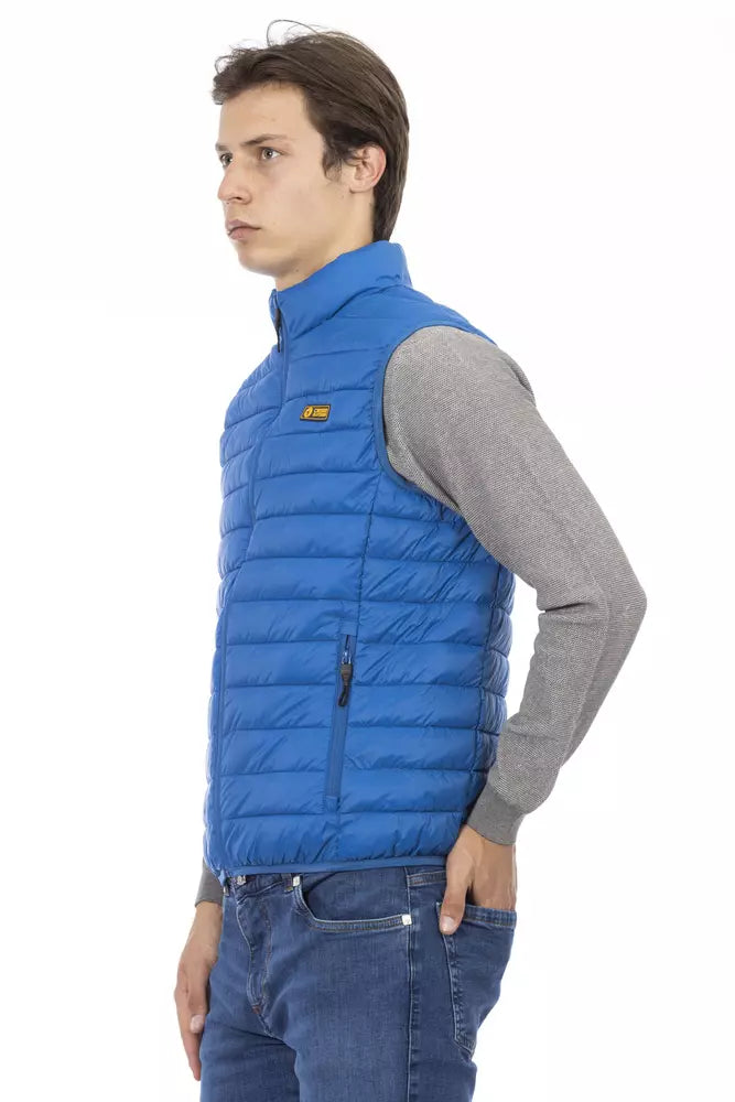 Blue Polyester Men's Sleeveless Jacket - ventzia