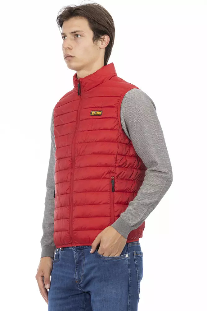 Red Polyester Men's Sleeveless Jacket - ventzia