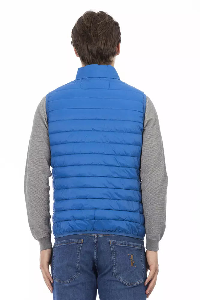 Blue Polyester Men's Sleeveless Jacket - ventzia
