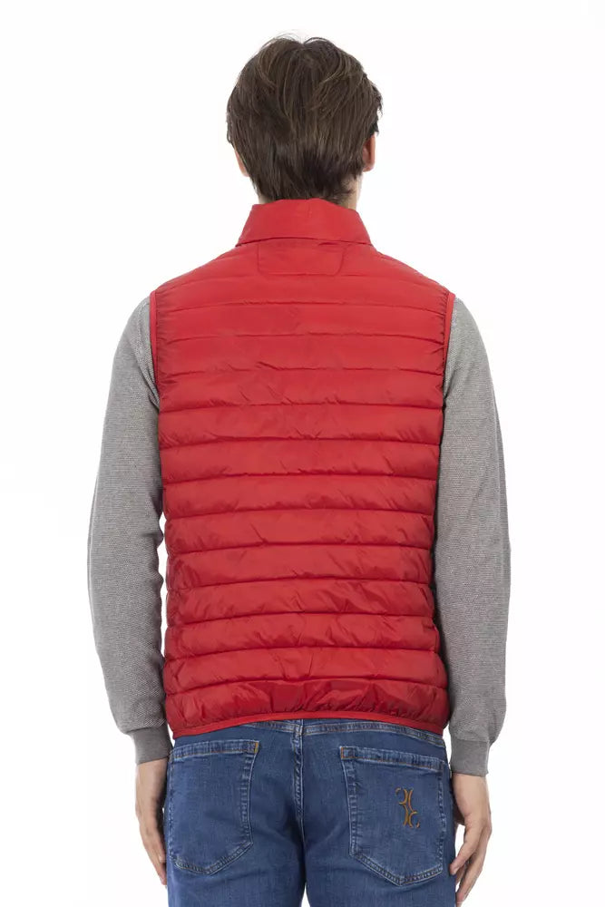 Red Polyester Men's Sleeveless Jacket - ventzia