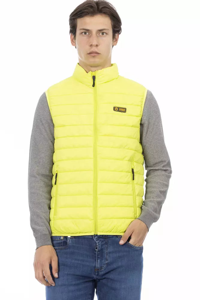 Yellow Polyester Men Sleeveless Jacket - ventzia