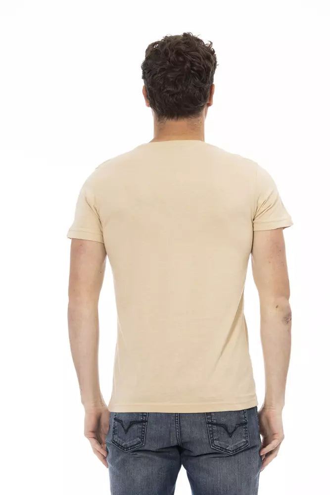 Beige Cotton Men T-Shirt - ventzia