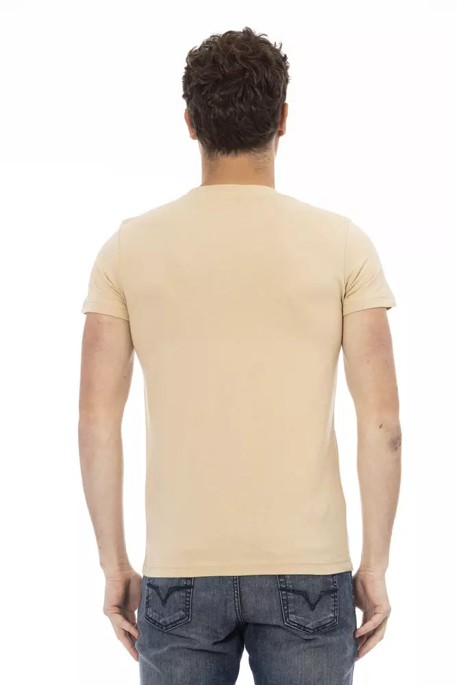 Beige Cotton Men T-Shirt - ventzia
