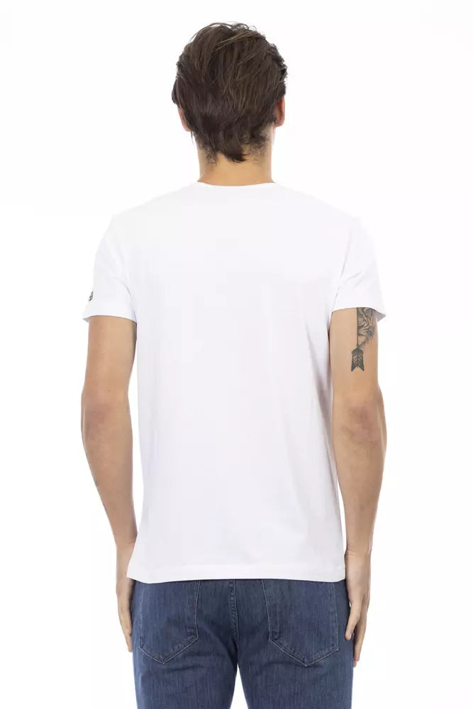 Elegant V-Neck Designer Tee with Chic Front Print - ventzia