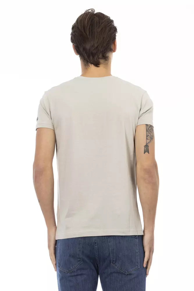 Beige Cotton Men T-Shirt - ventzia