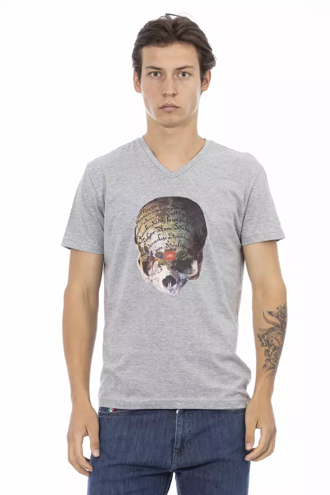Gray Cotton Men T-Shirt - ventzia