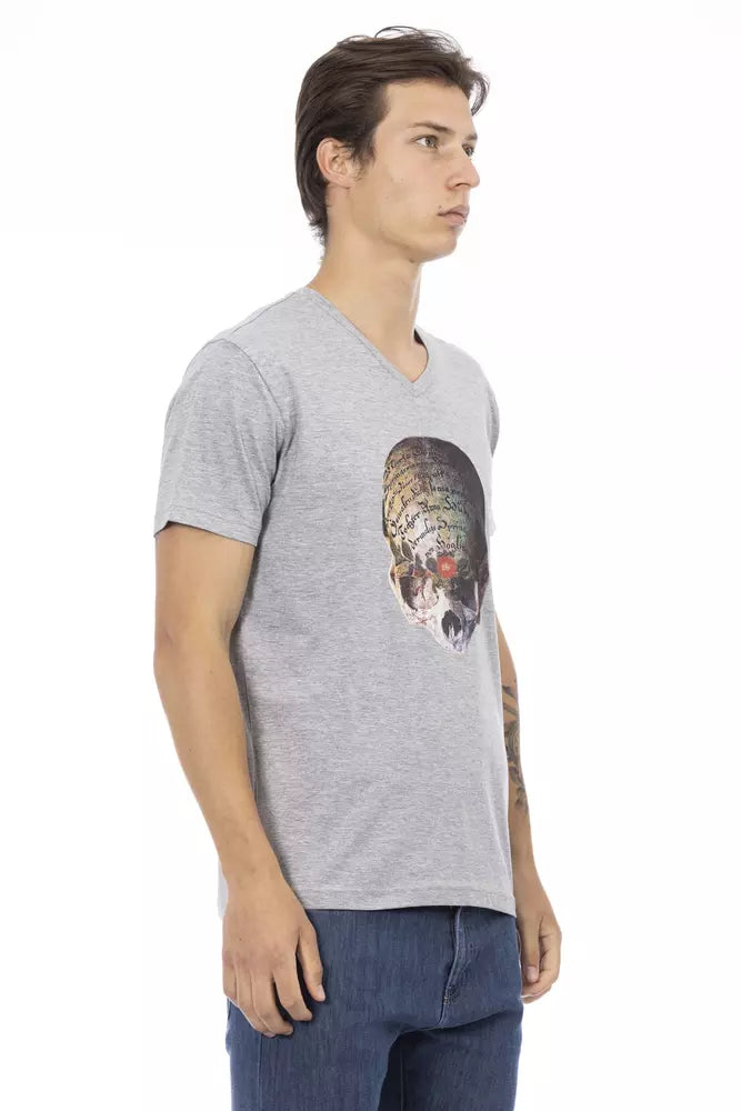 Gray Cotton Men T-Shirt - ventzia