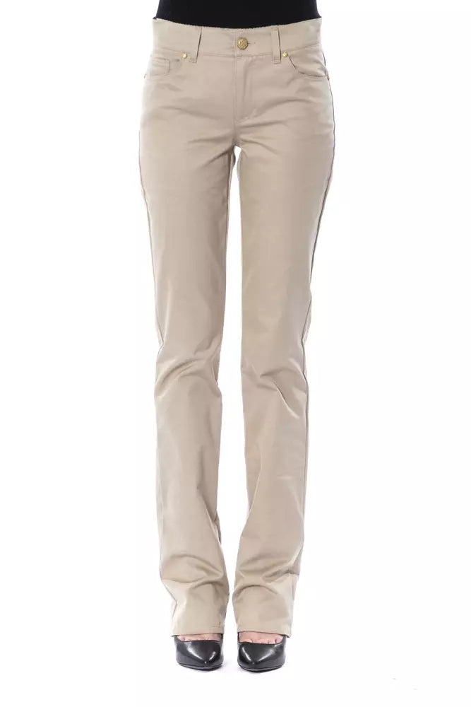 Beige Cotton Women Pant - ventzia
