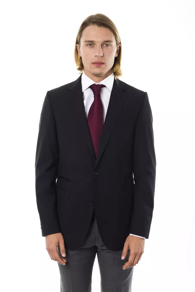 Black Wool Men's Blazer - ventzia