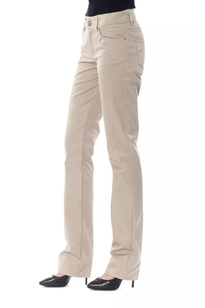Beige Cotton Women Pant - ventzia