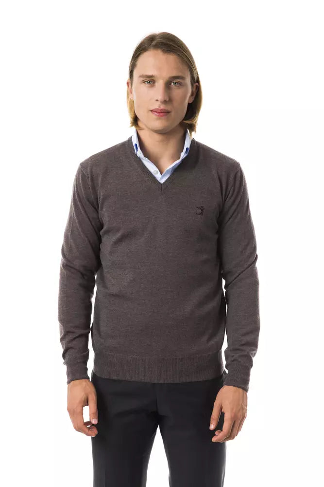 Gray Merino Wool Men Sweater - ventzia