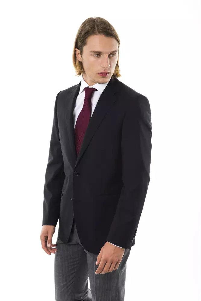 Black Wool Men's Blazer - ventzia