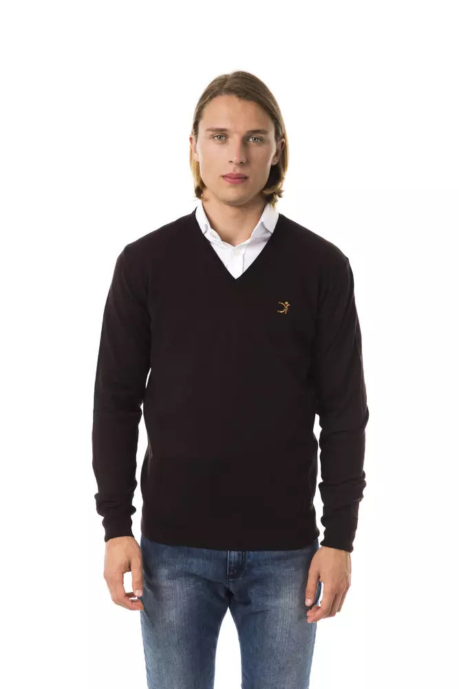 Brown Merino Wool Men Sweater - ventzia