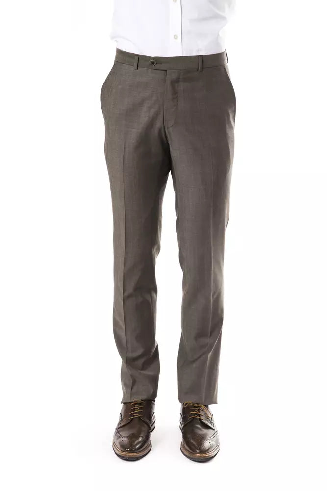 Gray Wool Mens Pants - ventzia