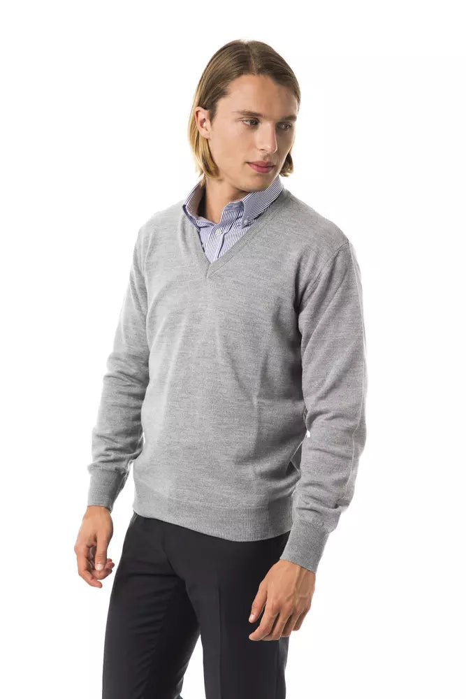 Gray Wool Men Sweater - ventzia
