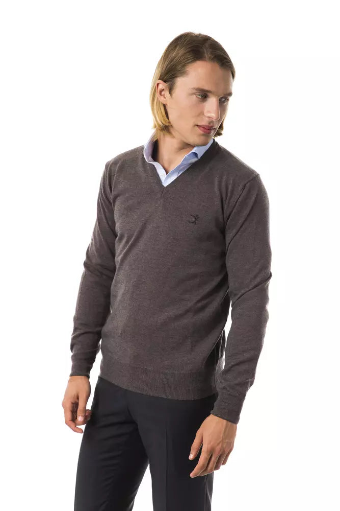 Gray Merino Wool Men Sweater - ventzia