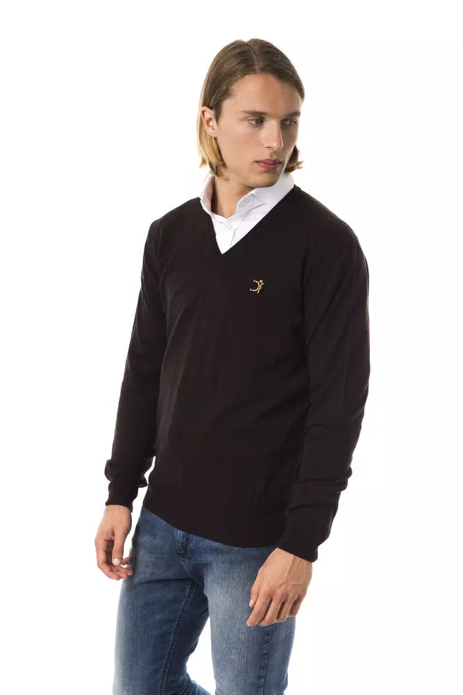 Brown Merino Wool Men Sweater - ventzia