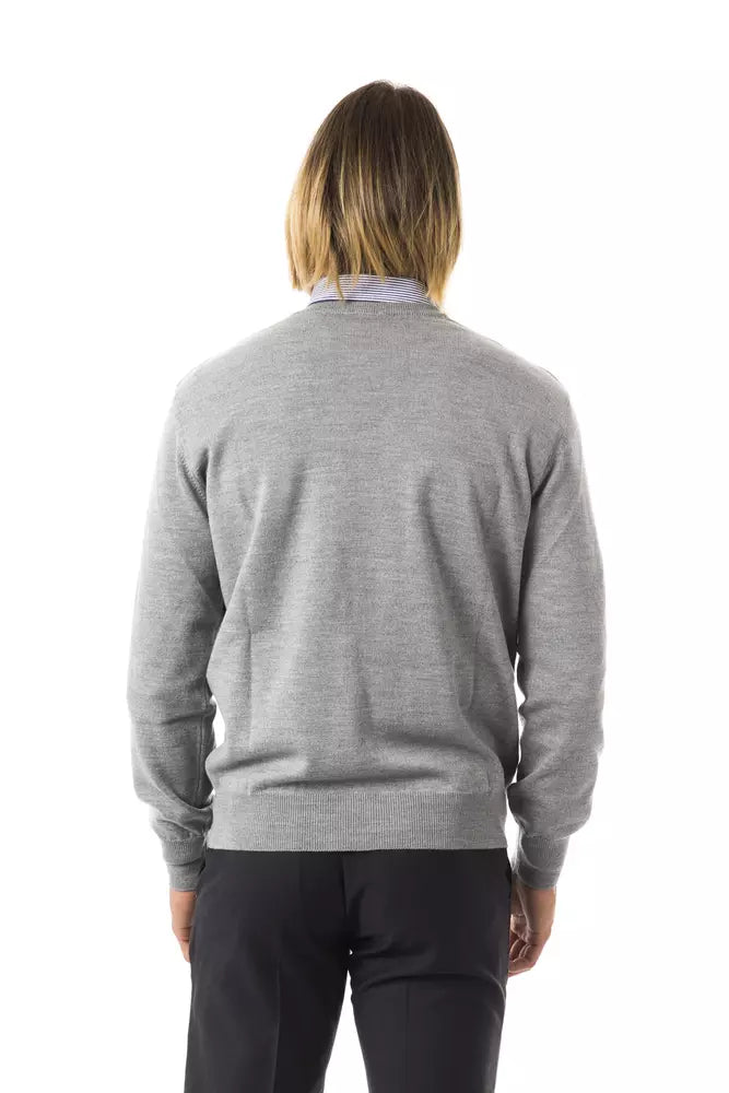 Gray Wool Men Sweater - ventzia