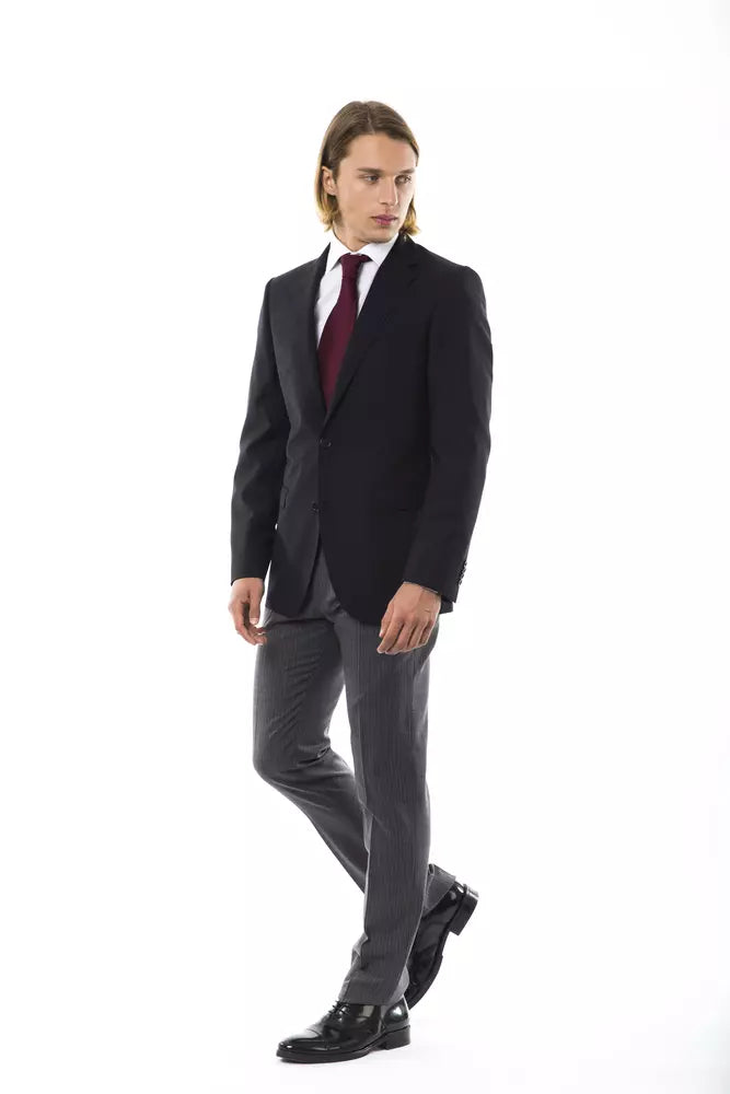 Black Wool Men's Blazer - ventzia