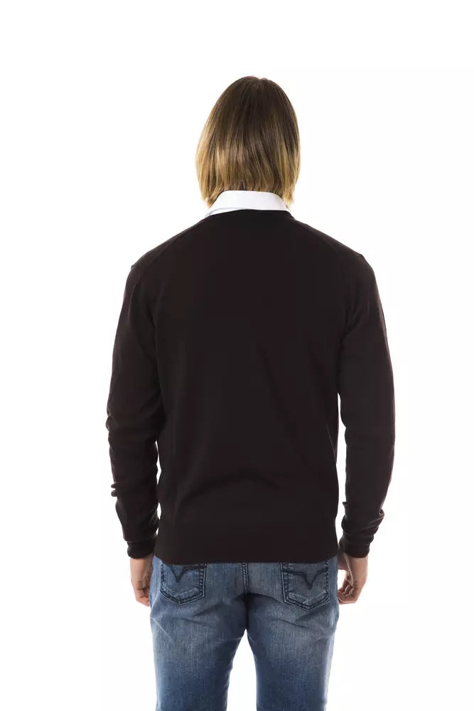 Brown Merino Wool Men Sweater - ventzia