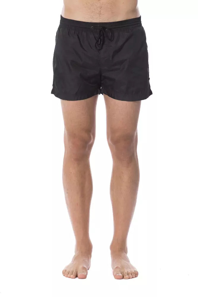 Black Polyester Men's Swim Trunk - ventzia