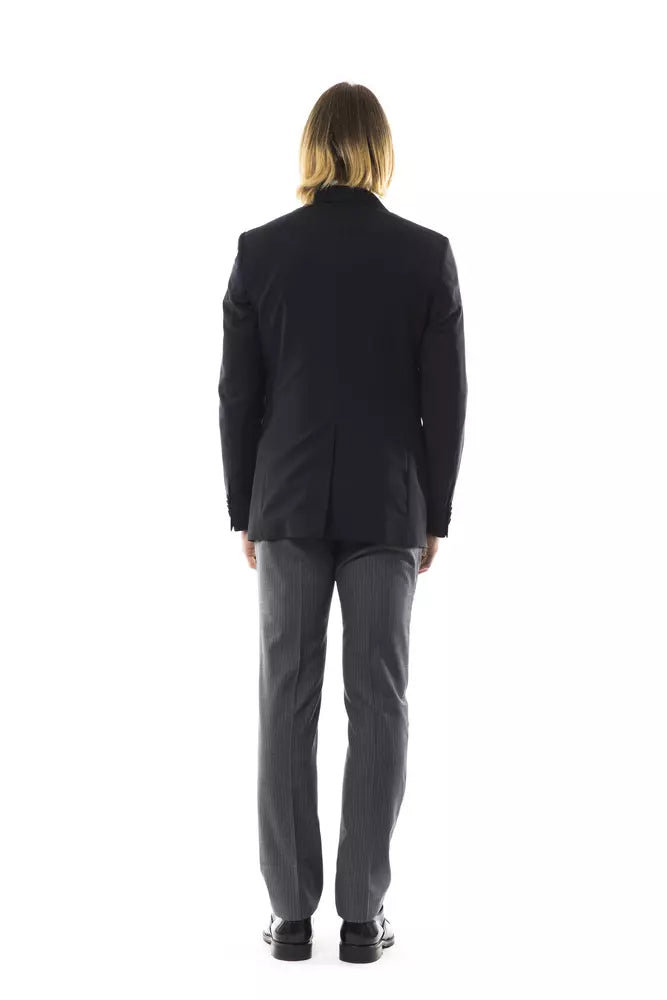 Black Wool Men's Blazer - ventzia