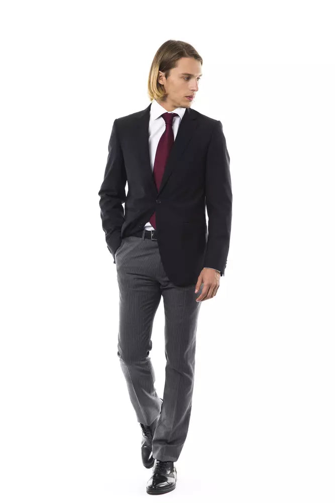 Black Wool Men's Blazer - ventzia
