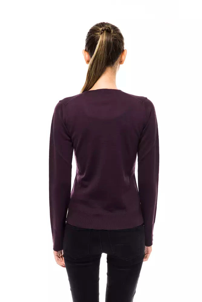 Purple Wool Women Sweater - ventzia