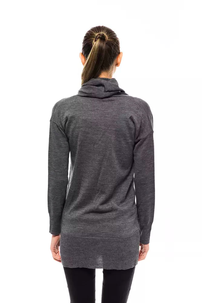 Gray Wool Women Sweater - ventzia