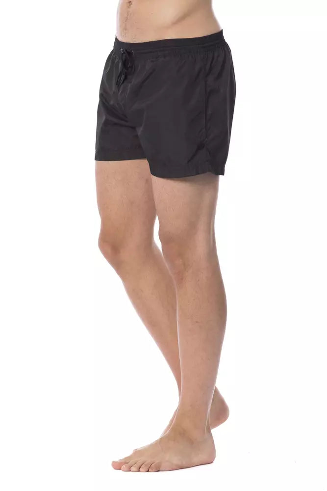 Black Polyester Men's Swim Trunk - ventzia