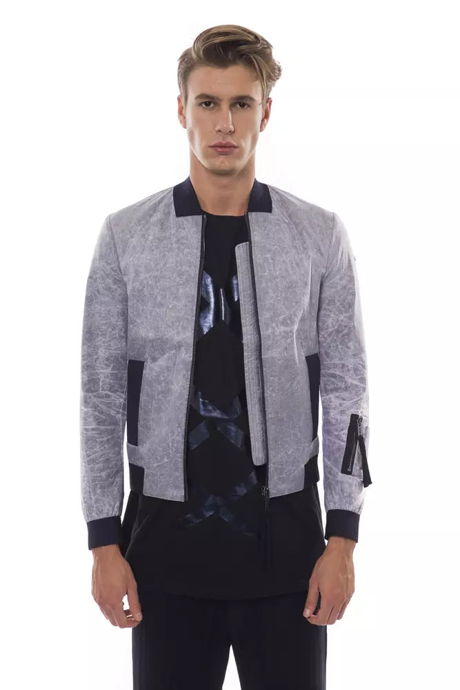 Gray Polyester Men's Bomber Jacket - ventzia