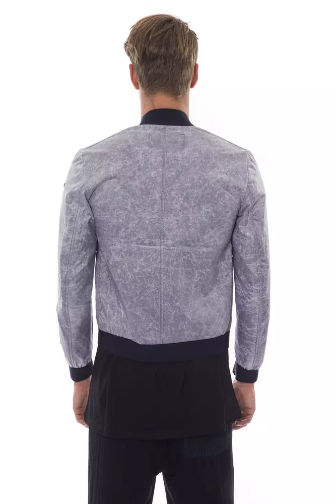 Gray Polyester Men's Bomber Jacket - ventzia