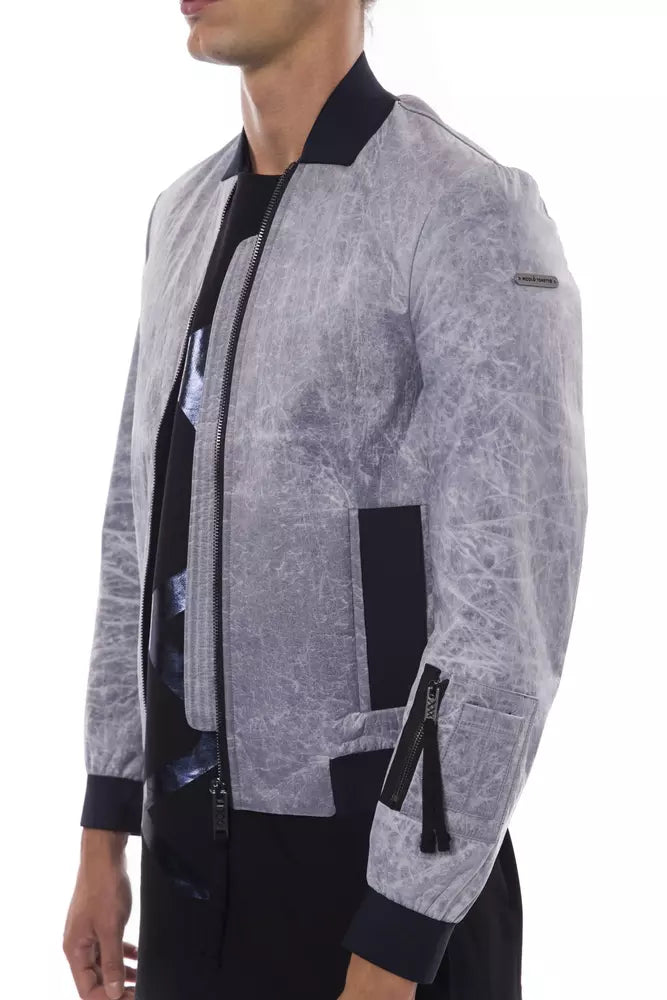 Gray Polyester Men's Bomber Jacket - ventzia