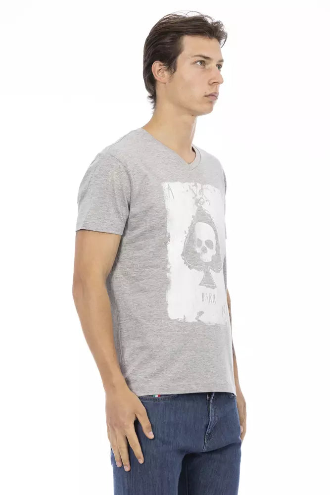 Gray Cotton Men T-Shirt - ventzia