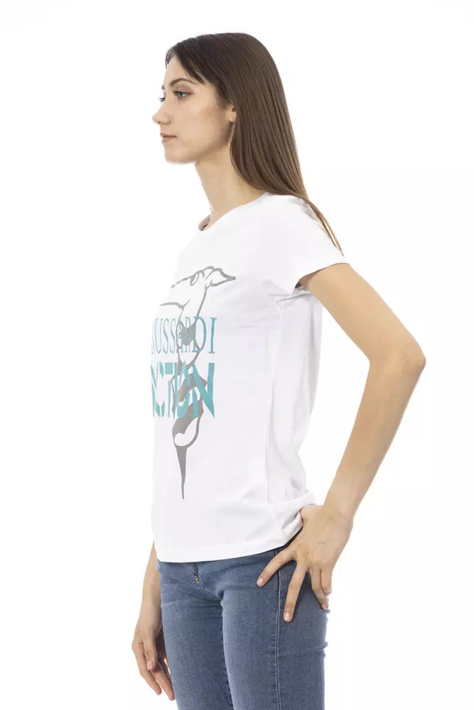 White Cotton Women T-Shirt - ventzia