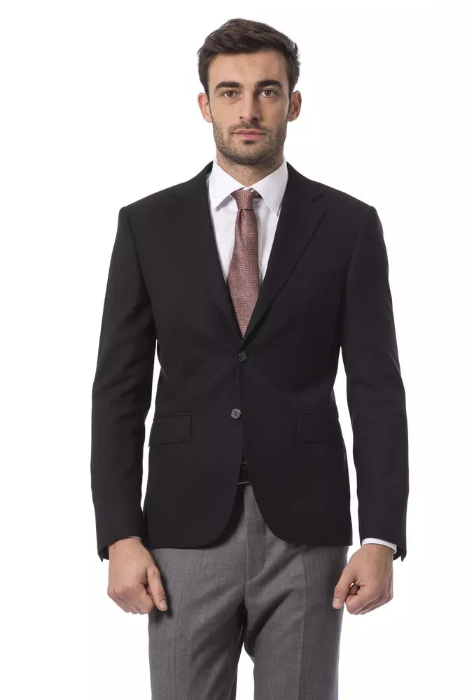 Black Wool Men's Blazer - ventzia