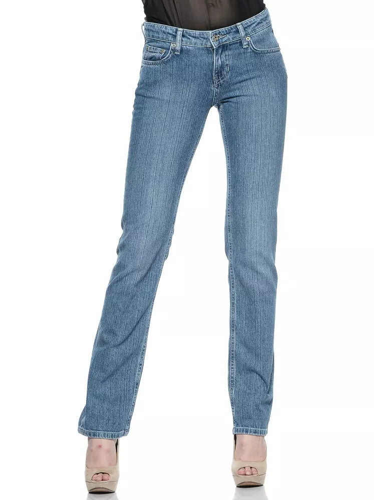 Light Blue Cotton Women Jeans - ventzia