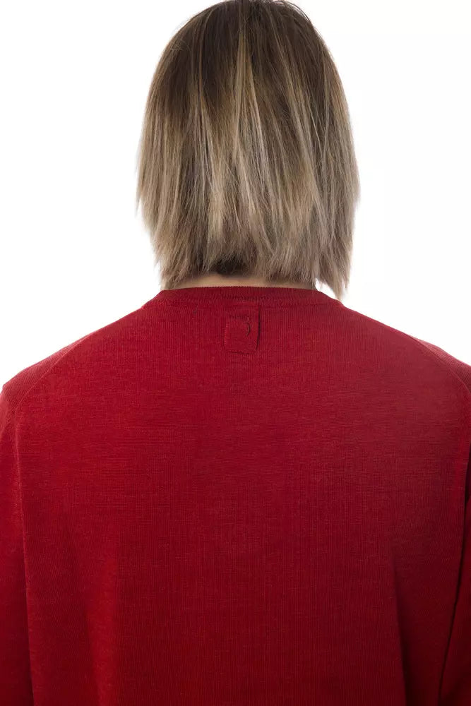 Red Merino Wool Men Sweater - ventzia