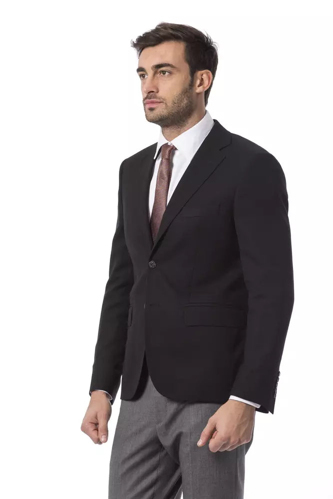 Black Wool Men's Blazer - ventzia