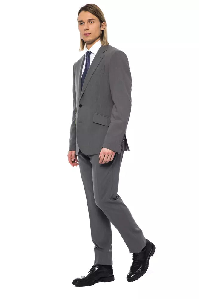 Gray Wool Men Suit - ventzia