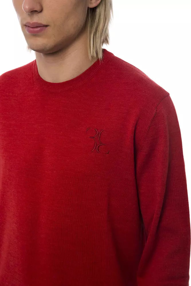 Red Merino Wool Men Sweater - ventzia