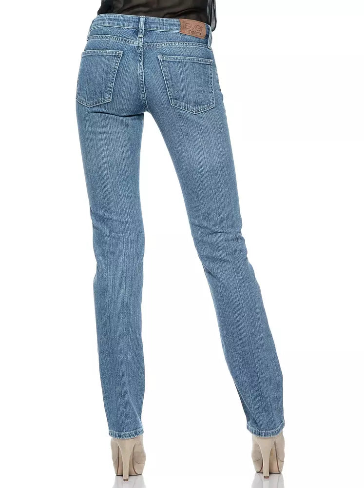 Light Blue Cotton Women Jeans - ventzia