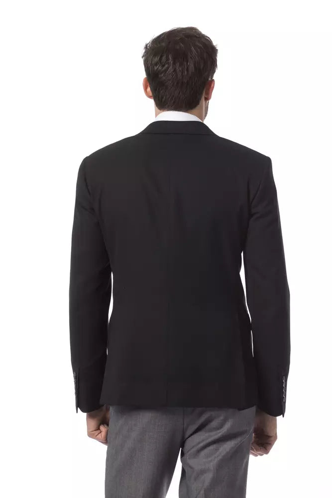 Black Wool Men's Blazer - ventzia