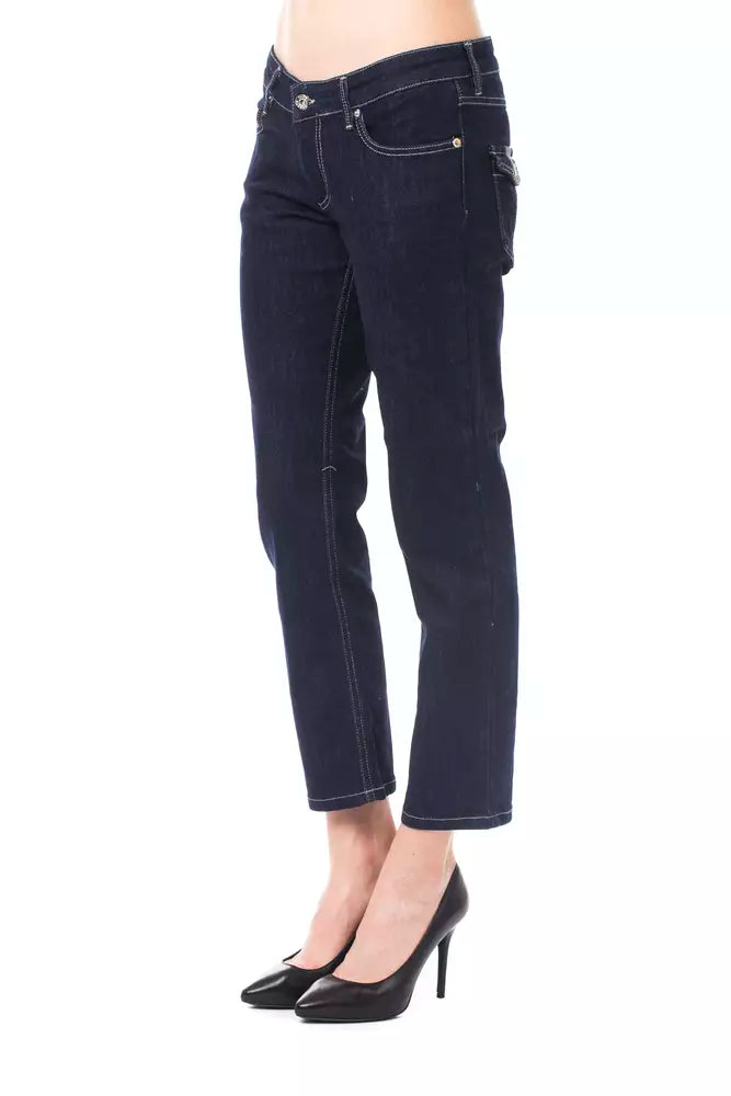 Blue Cotton Women's Capri Jeans - ventzia
