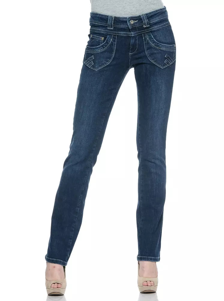 Blue Cotton Women's Jeans - ventzia